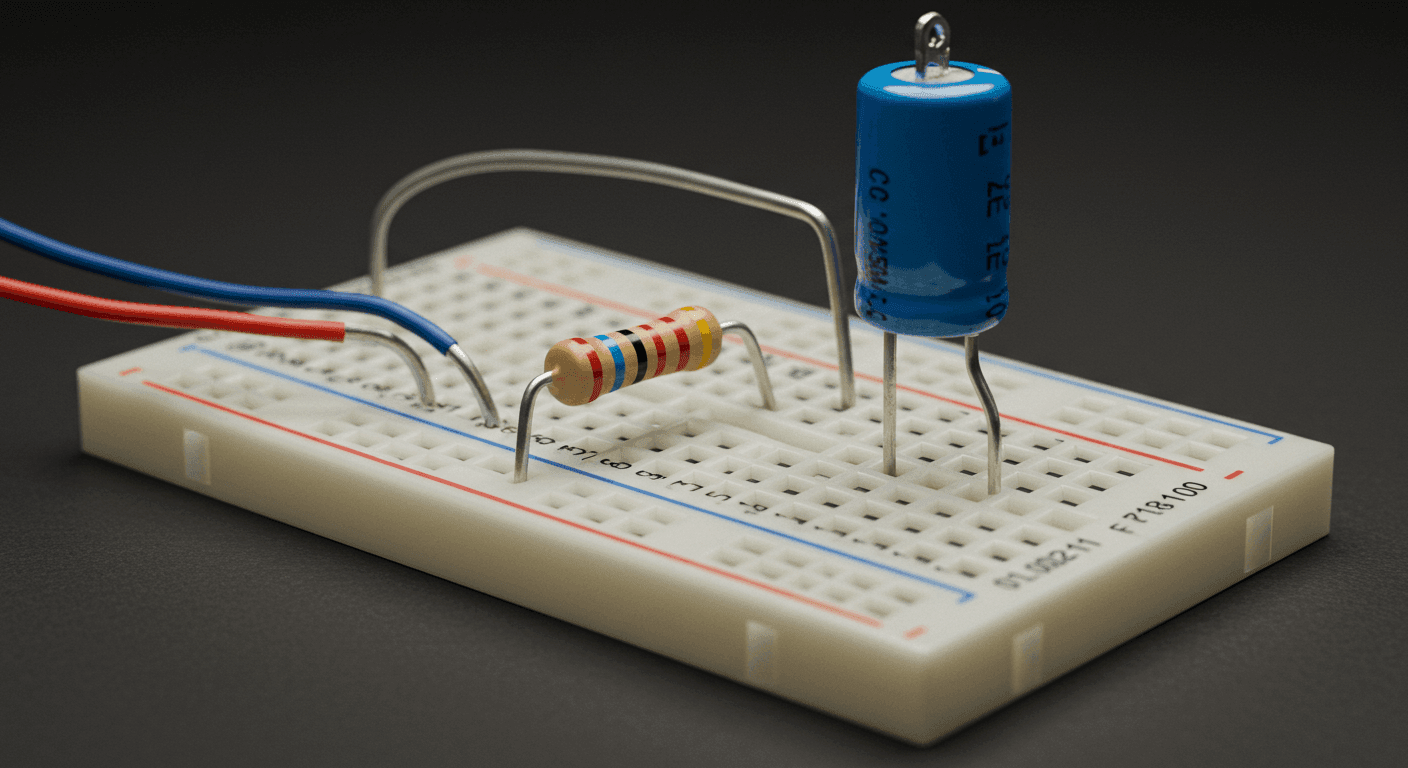 저항과 커패시터를 연결한 RC 회로 예시 이미지