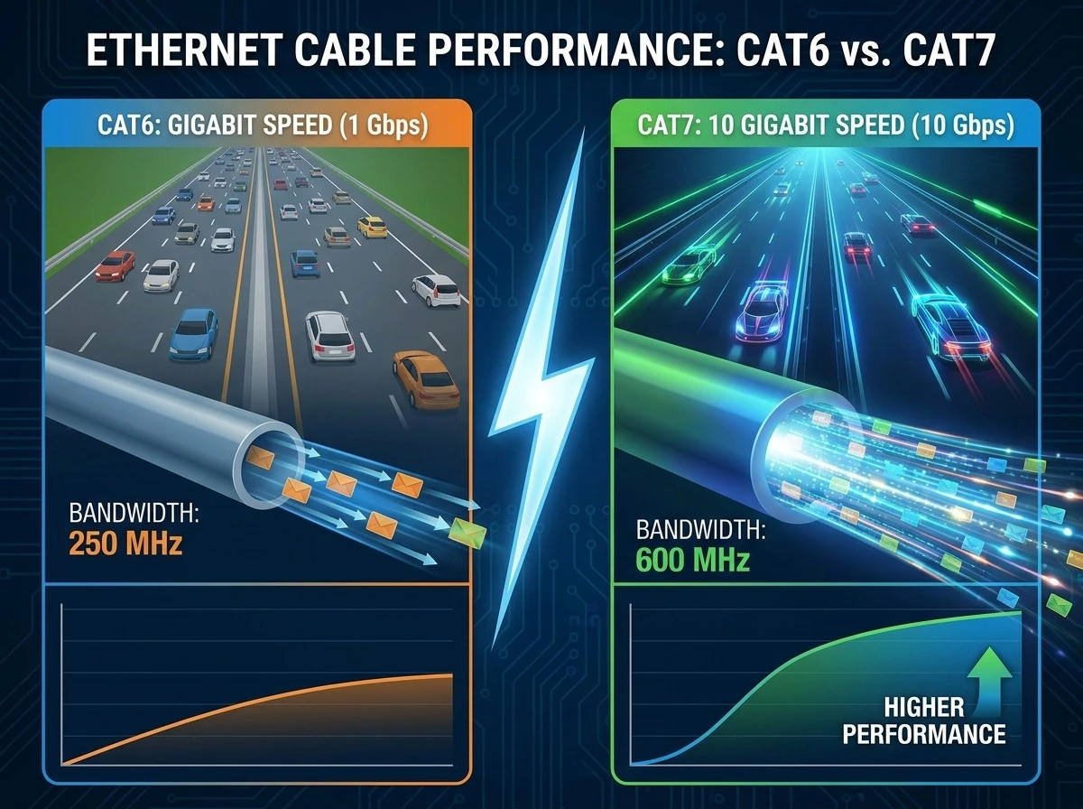 CAT6와 CAT7 랜선의 속도 비교
