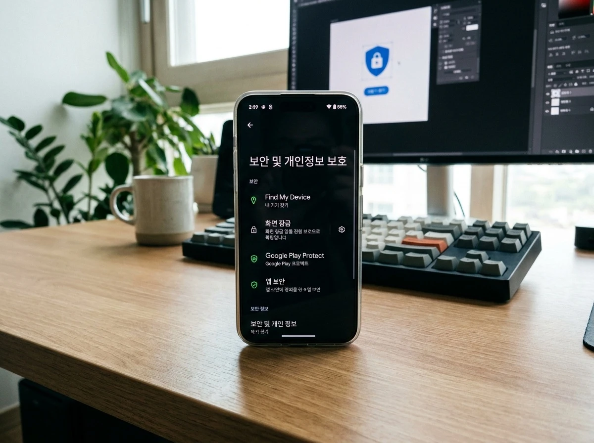 안드로이드 보안 및 개인정보 보호 설정 메뉴 화면